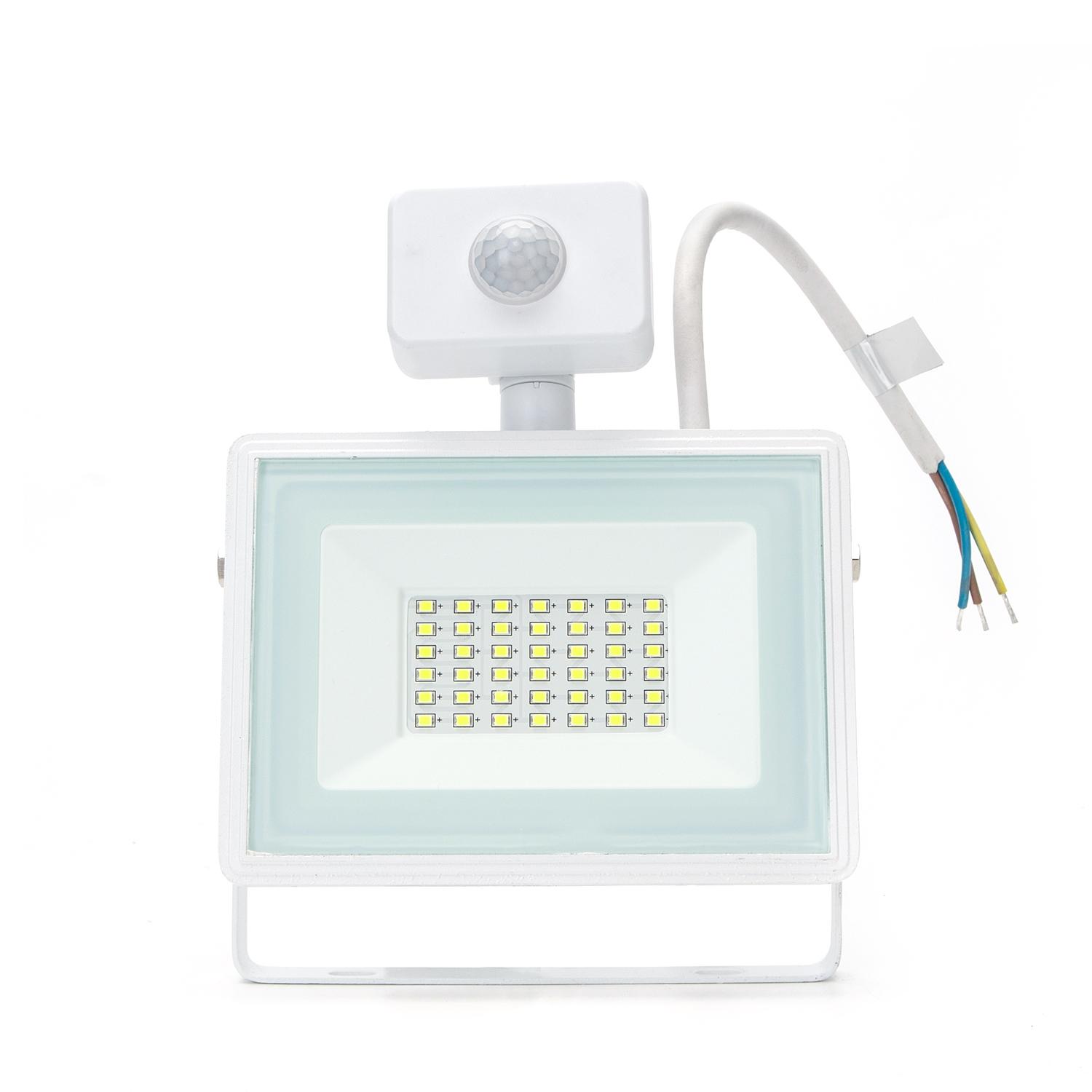 LED Slim Floodlight with Sensor White 30W (Die-casting)