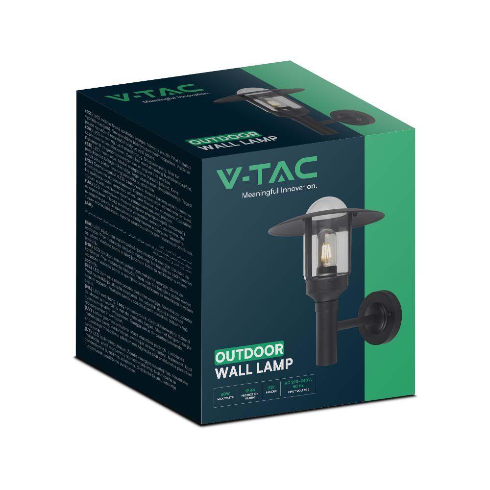 VT-1158 E27 WALL LAMP HOLDER CLEAR GLASS MATT BLACK BODY