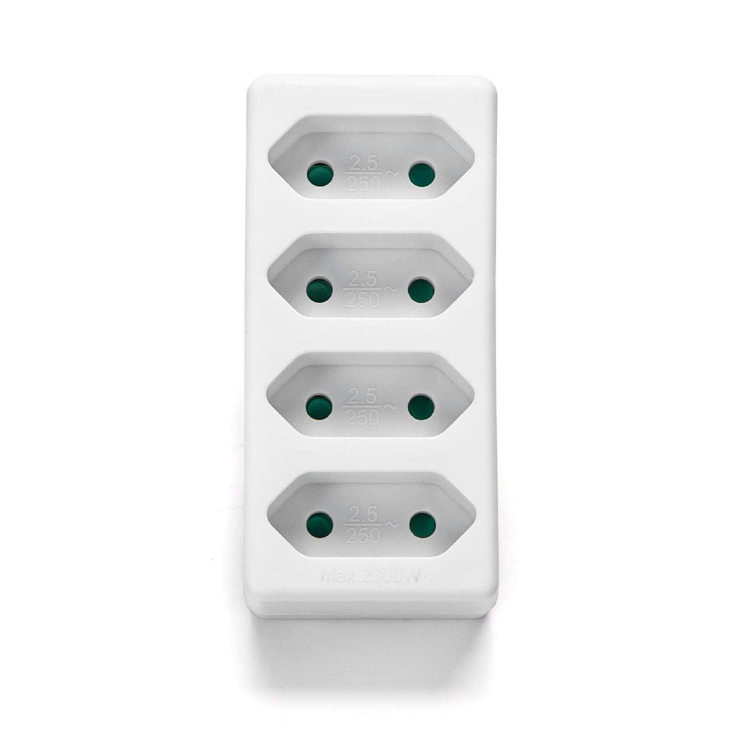 French 4-Way Adaptor (Without Switch) 2.5A White