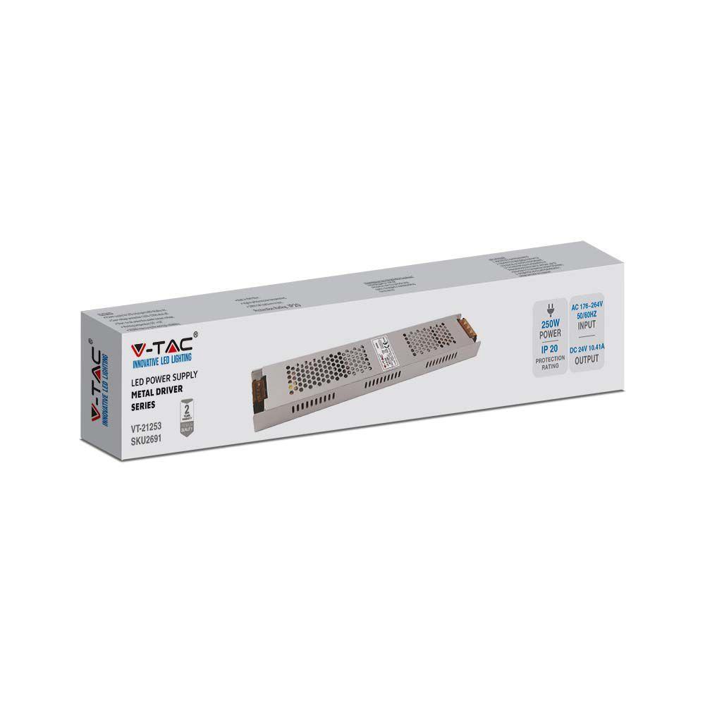 250W Zasilacz LED, Zasilanie:24V 10.41A, IP20, VTAC, SKU 2691