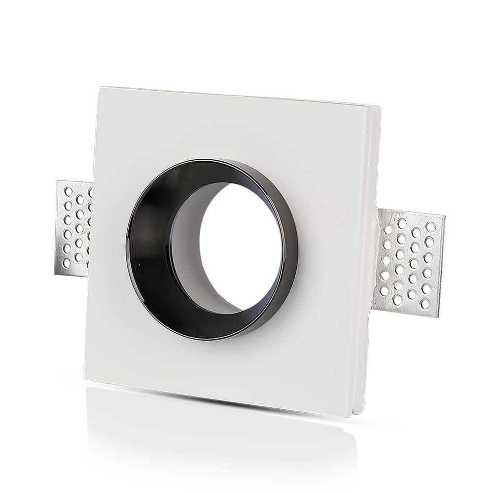 VT-866 GU10 WHITE GYPSUM (RECESSED) WITH CHROME METAL -SQUARE