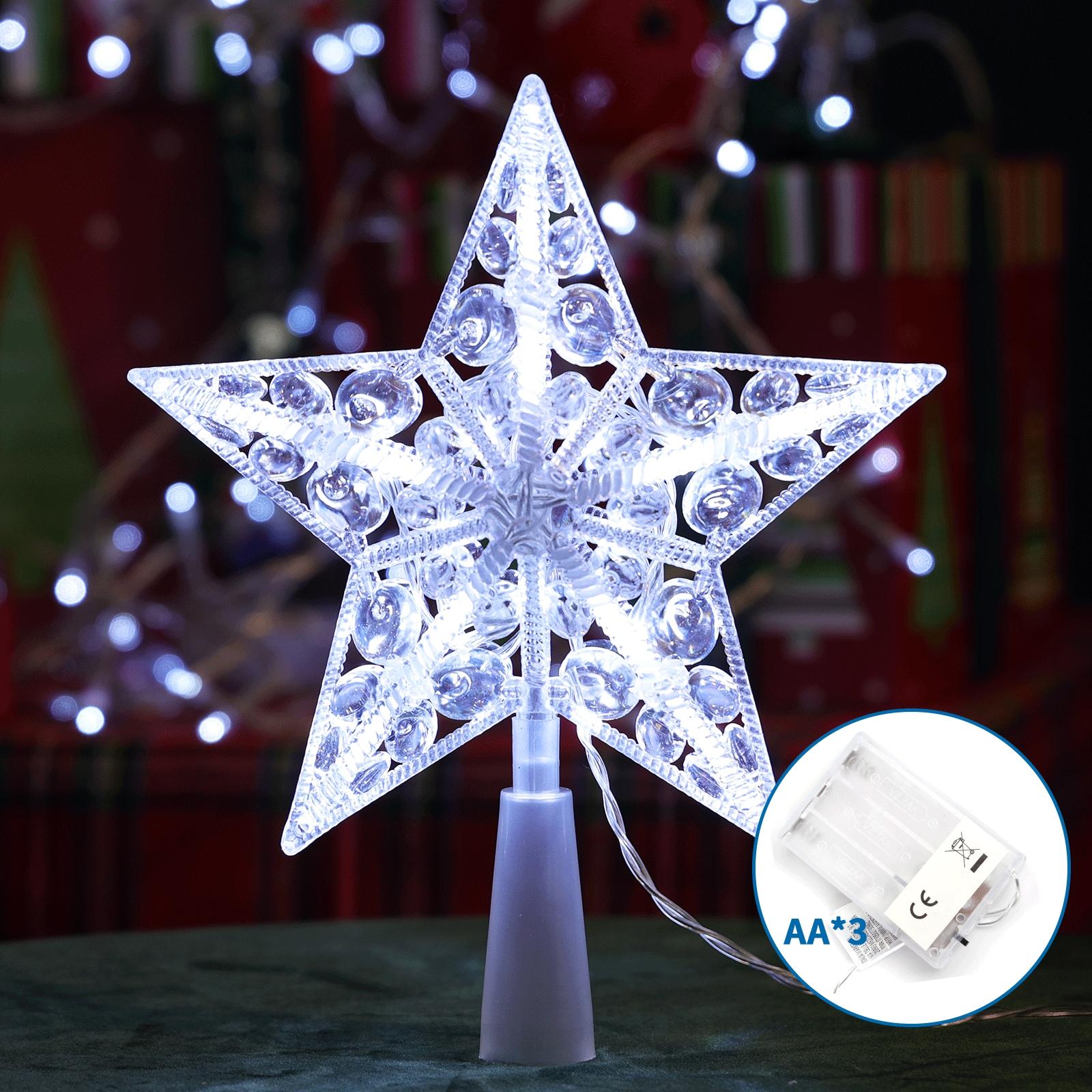 3AA Battery String Light, 17cm Tree Topper Star, Cool White