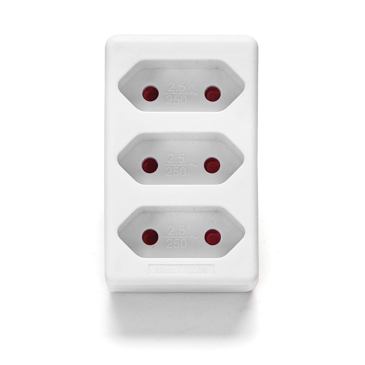 French 3-Way Adaptor (Without Switch) 2.5A White