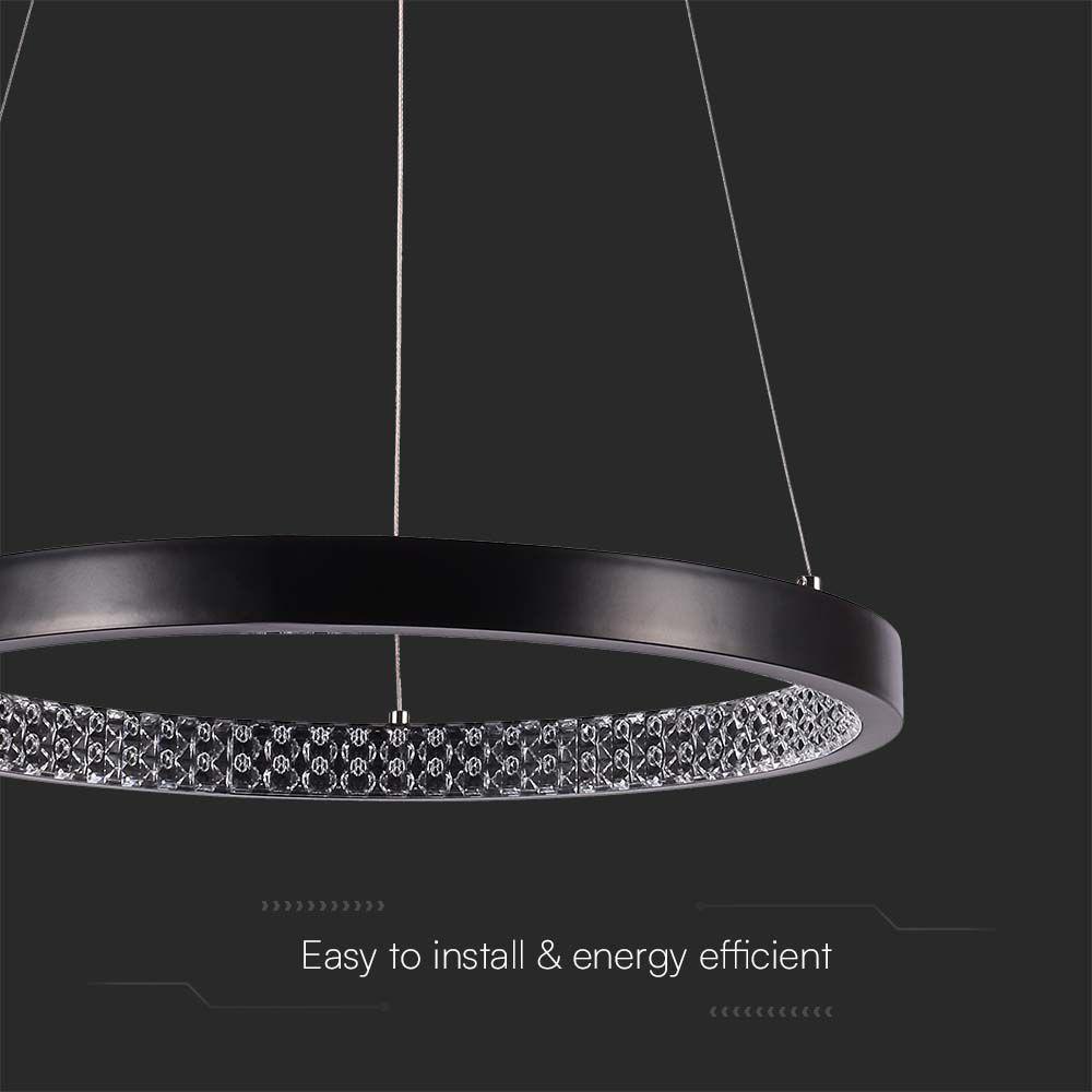 VT-7823 19W LED HANGING LAMP (40CM) 4000K CRYSTAL ACRYLIC INSIDE, BLACK BODY