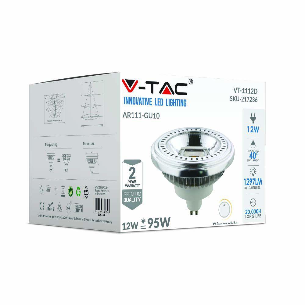 VT-1112D 12W AR111 LED SPOTLIGHT 6400K GU10 DIMMABLE