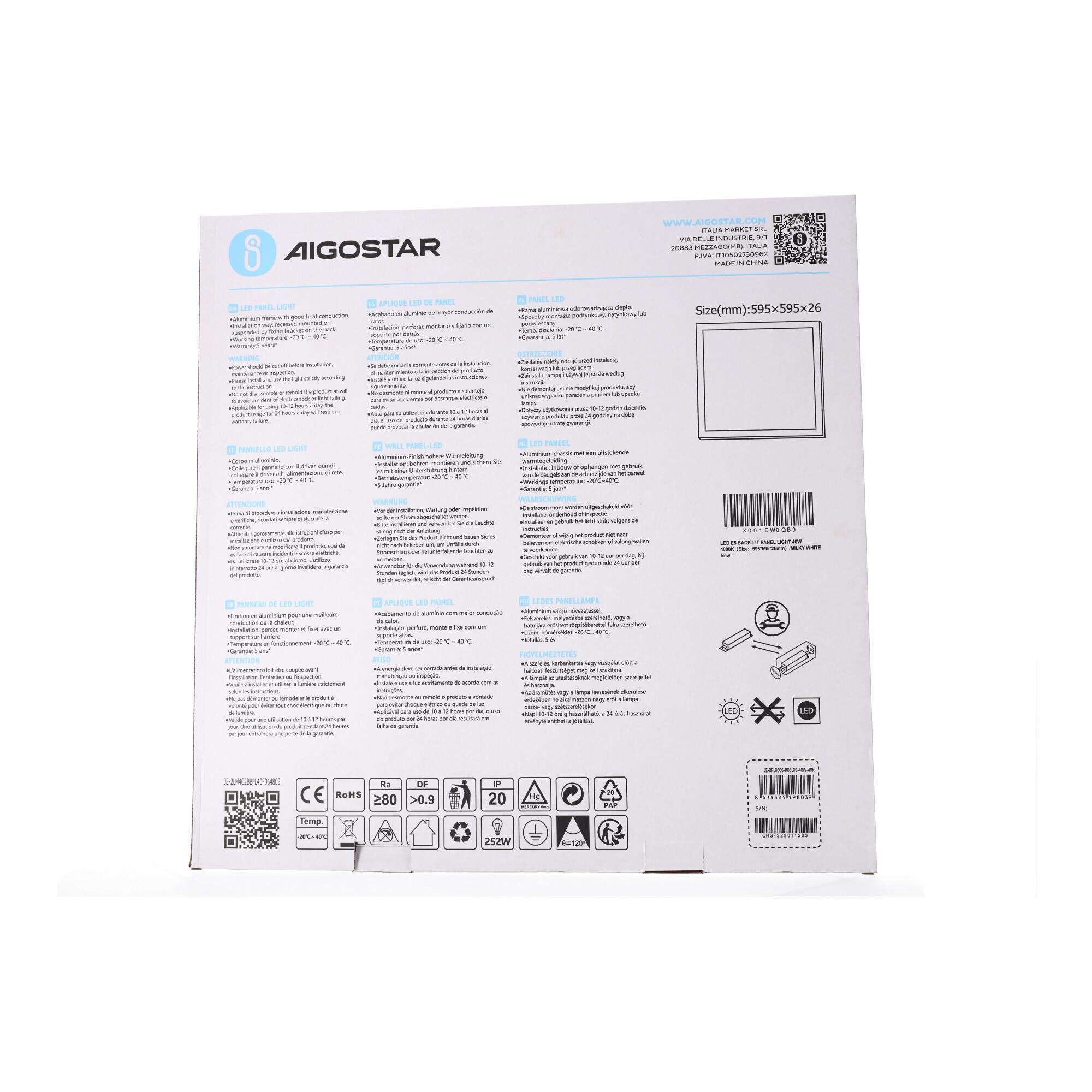 LED Back-lit Panel Light 40W