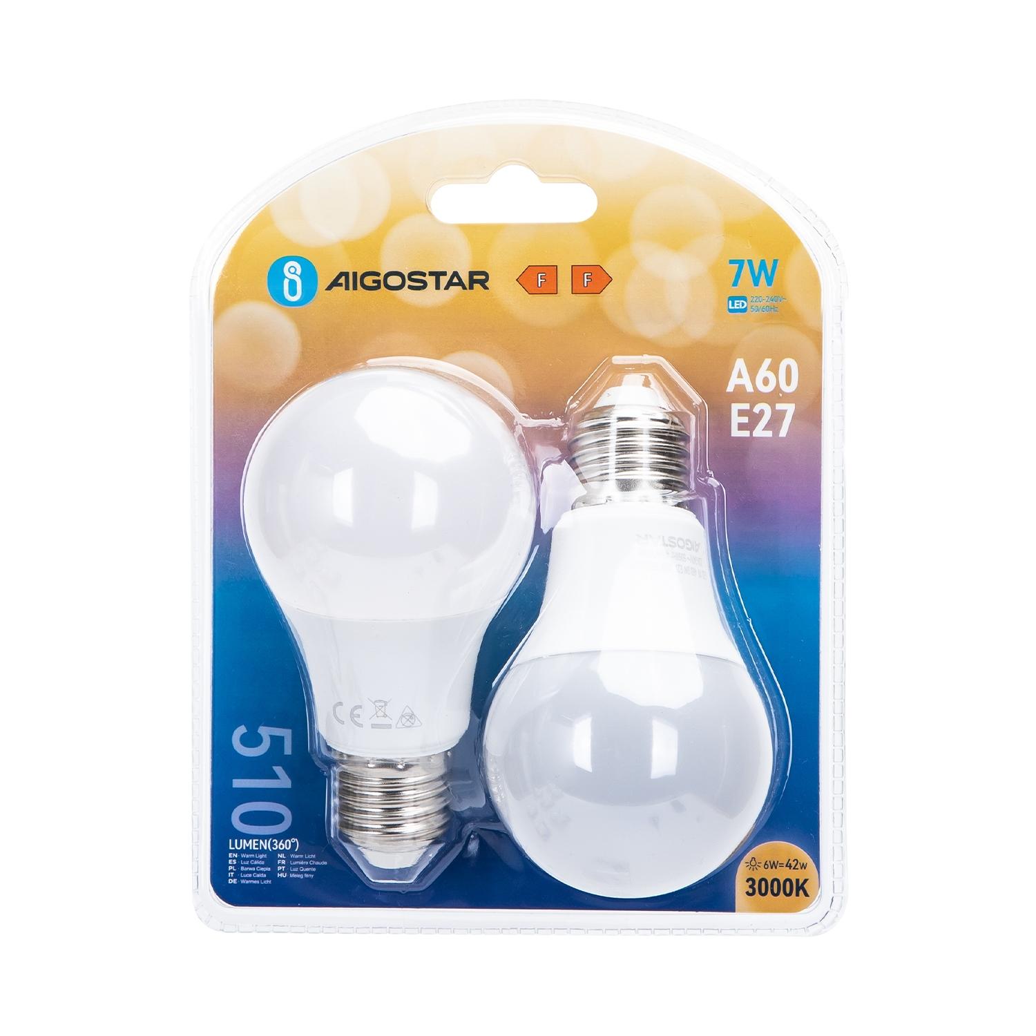 LED E27 6W A60 2pcs ( general bulb )