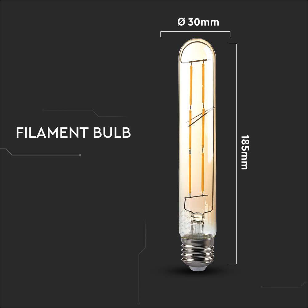 6W T30 Żarówka LED Filament, Klosz Bursztynowy, Barwa:2200K, Trzonek:E27, VTAC, SKU 217143