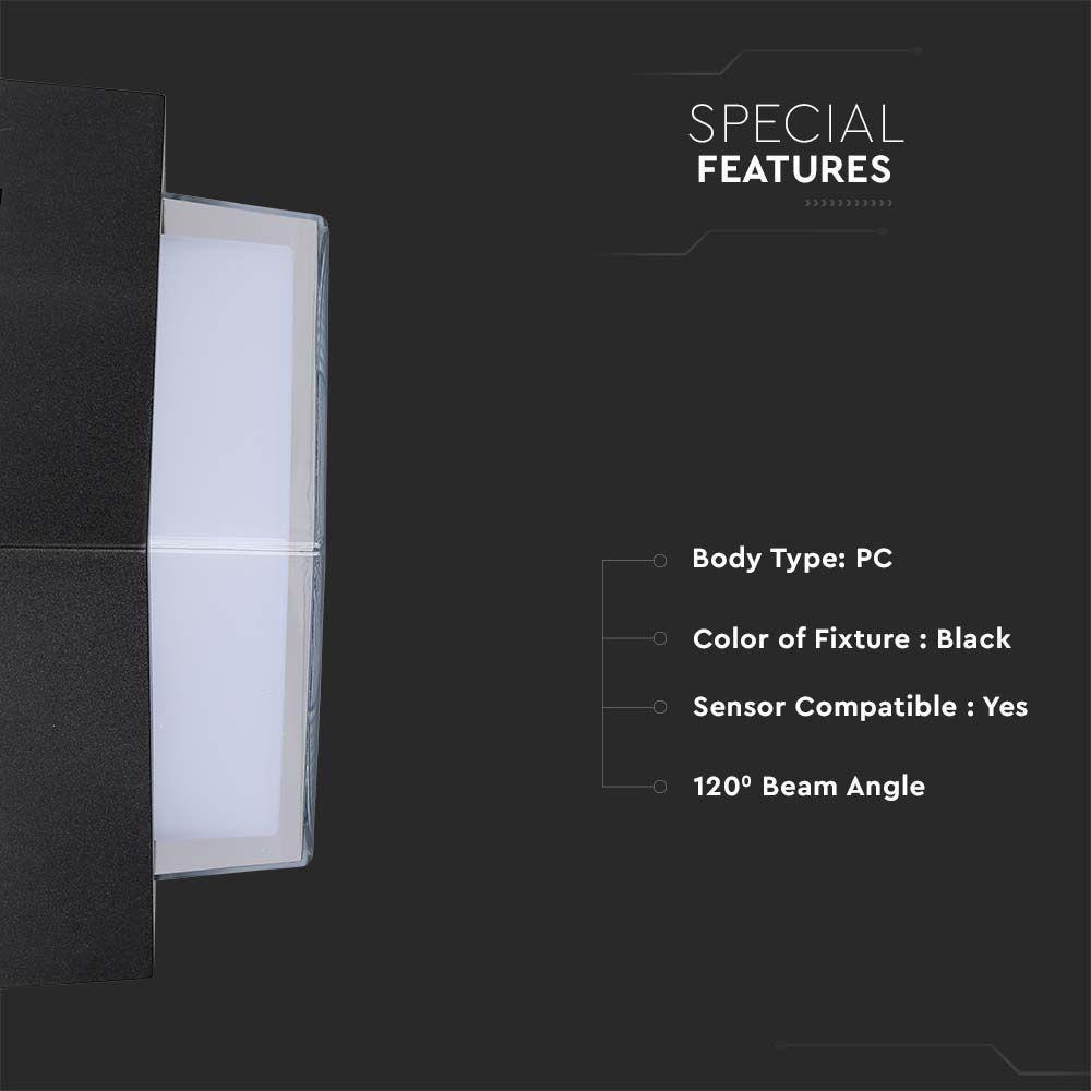 VT-831 7W LED WALL LIGHT 3000K BLACK SQUARE