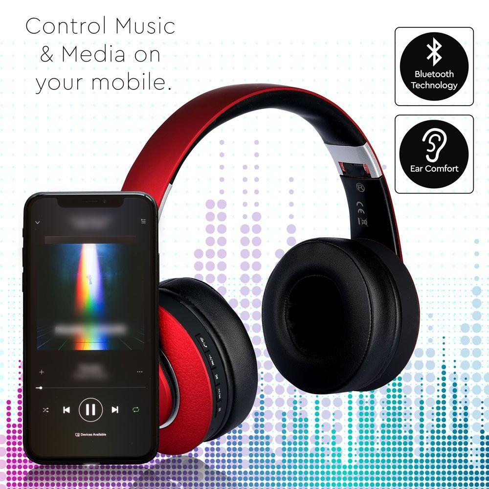 VT-6322 BLUETOOTH WIRELESS HEADPHONE WITH ADJUSTABLE HEAD-500mah-RED