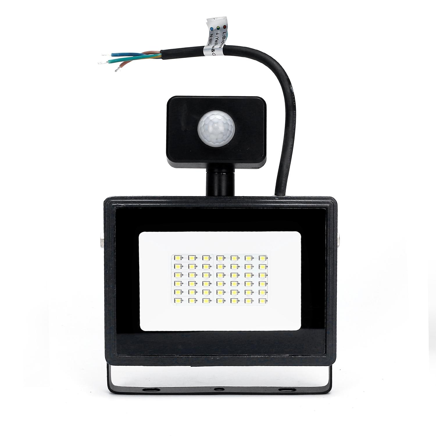 LED Slim Floodlight with Sensor Black 50W (Die-casting)