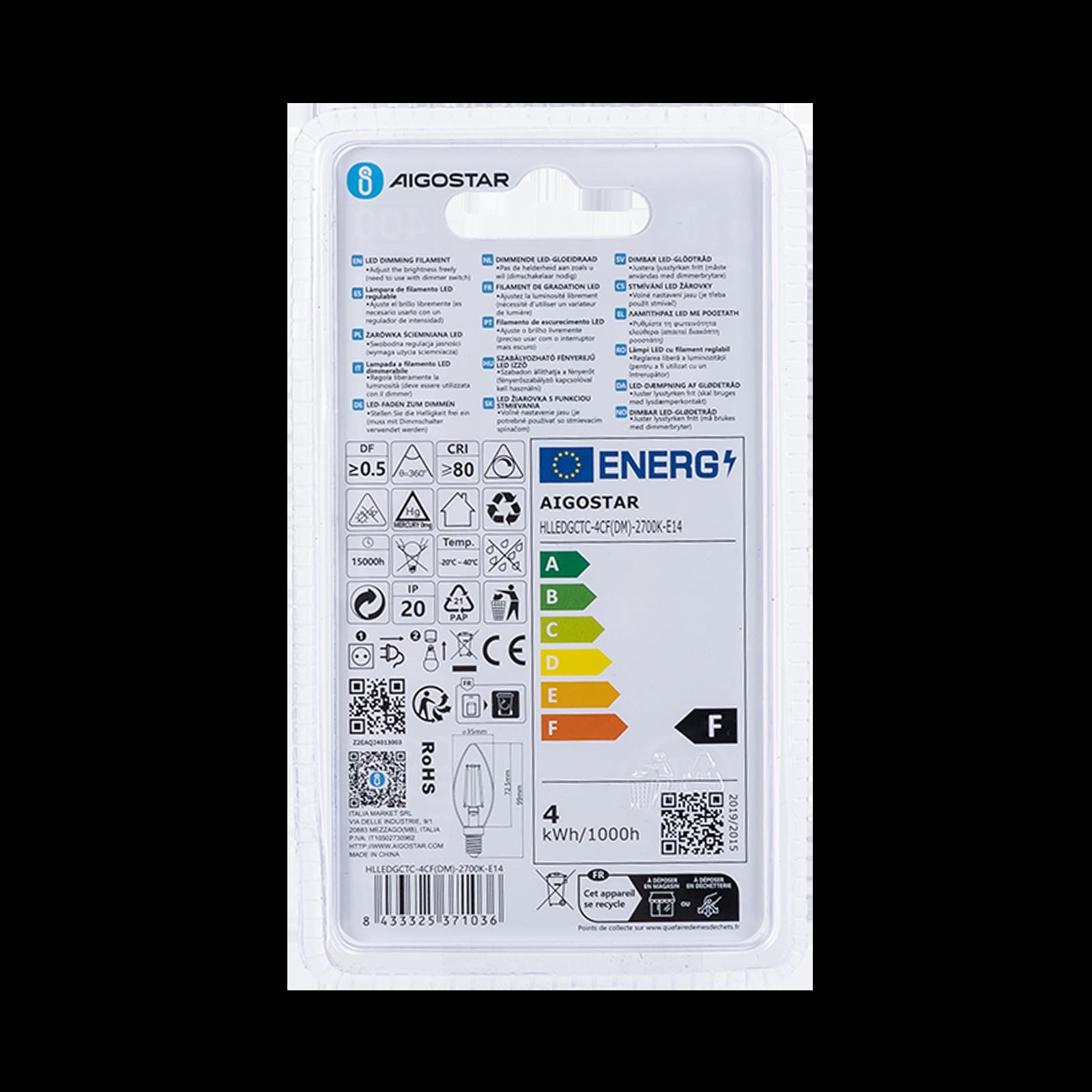 Ścemnialna żarówka LED C35 E14 4W 2700K