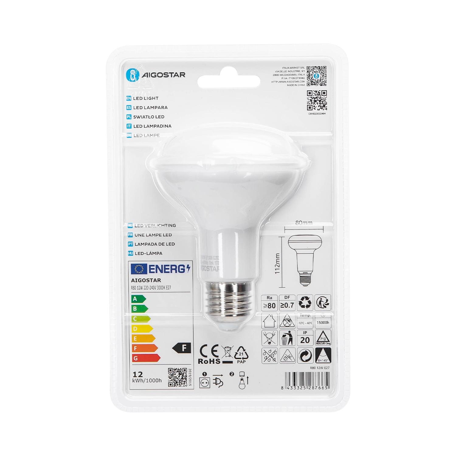 LED E27 12W R80