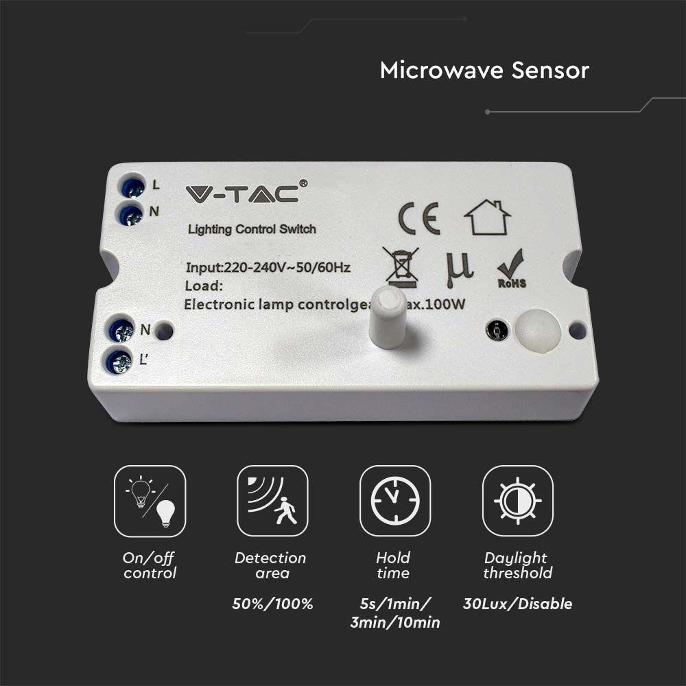 Czujnik mikrofalowy do opraw z serii M Series SS Clips, VTAC, SKU 6622