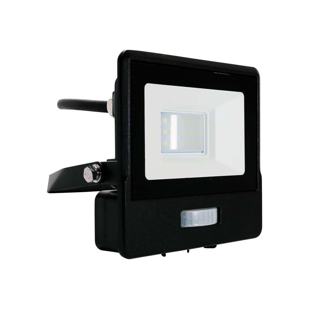 VT-118S-1 10W PIR SENSOR FLOODLIGHT SAMSUNG CHIP & 1M CABLE 3000K BLACK BODY