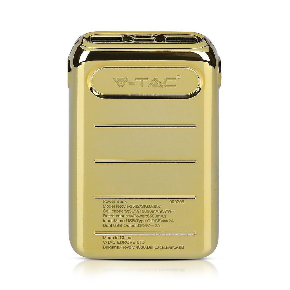 VT-3522 10000mah POWER BANK WITH DUAL USB+TYPEC-GOLD