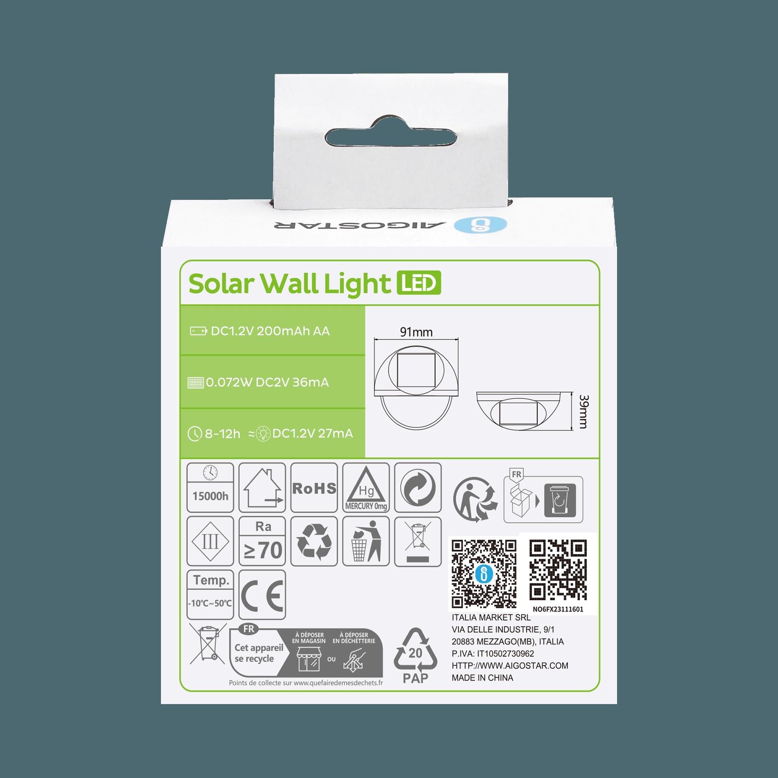 Solar wall lights 0.03W IP44