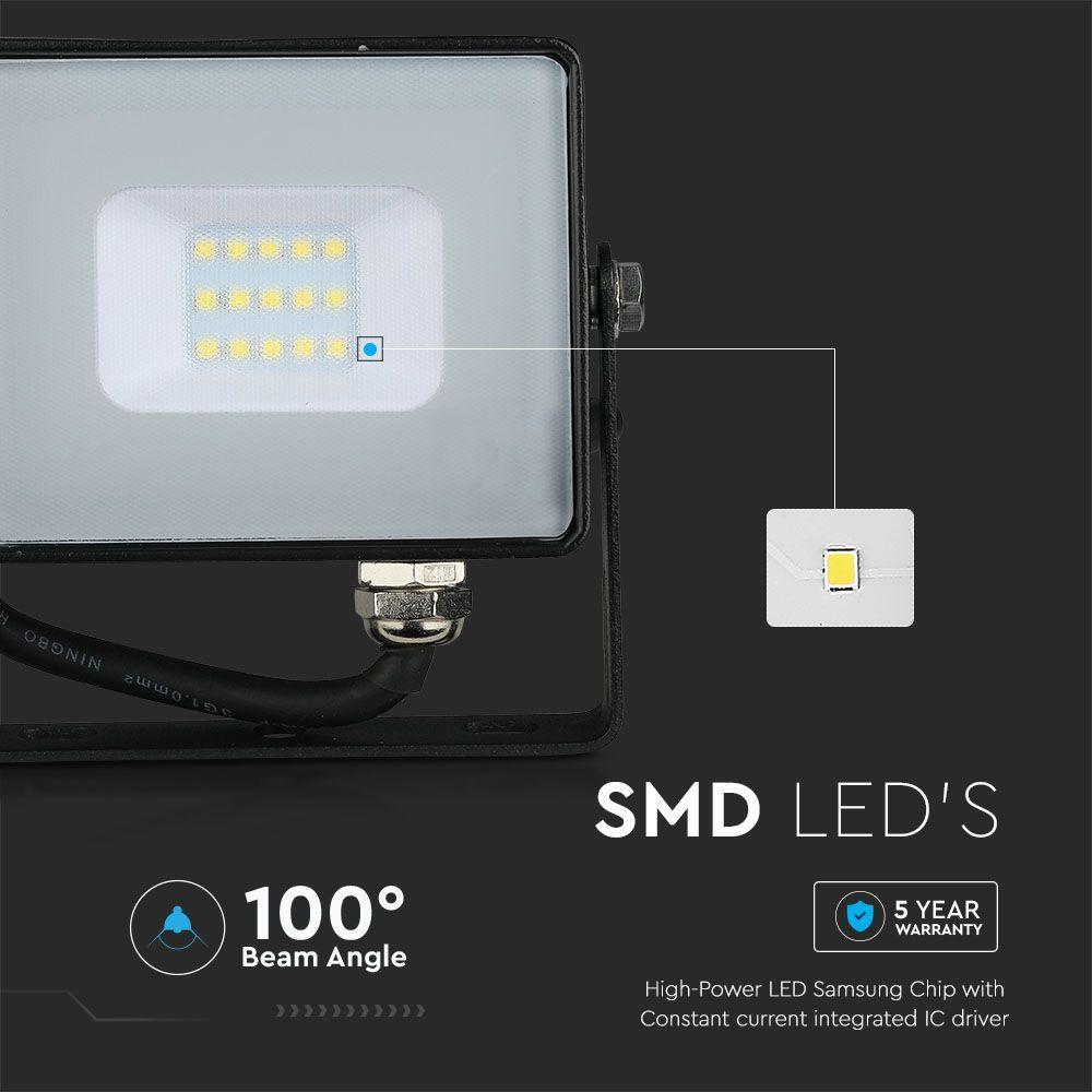 10W Naświetlacz LED SMD, Chip SAMSUNG, Przewód: 1m, Barwa:6500K, Obudowa: Czarna , VTAC, SKU 21947