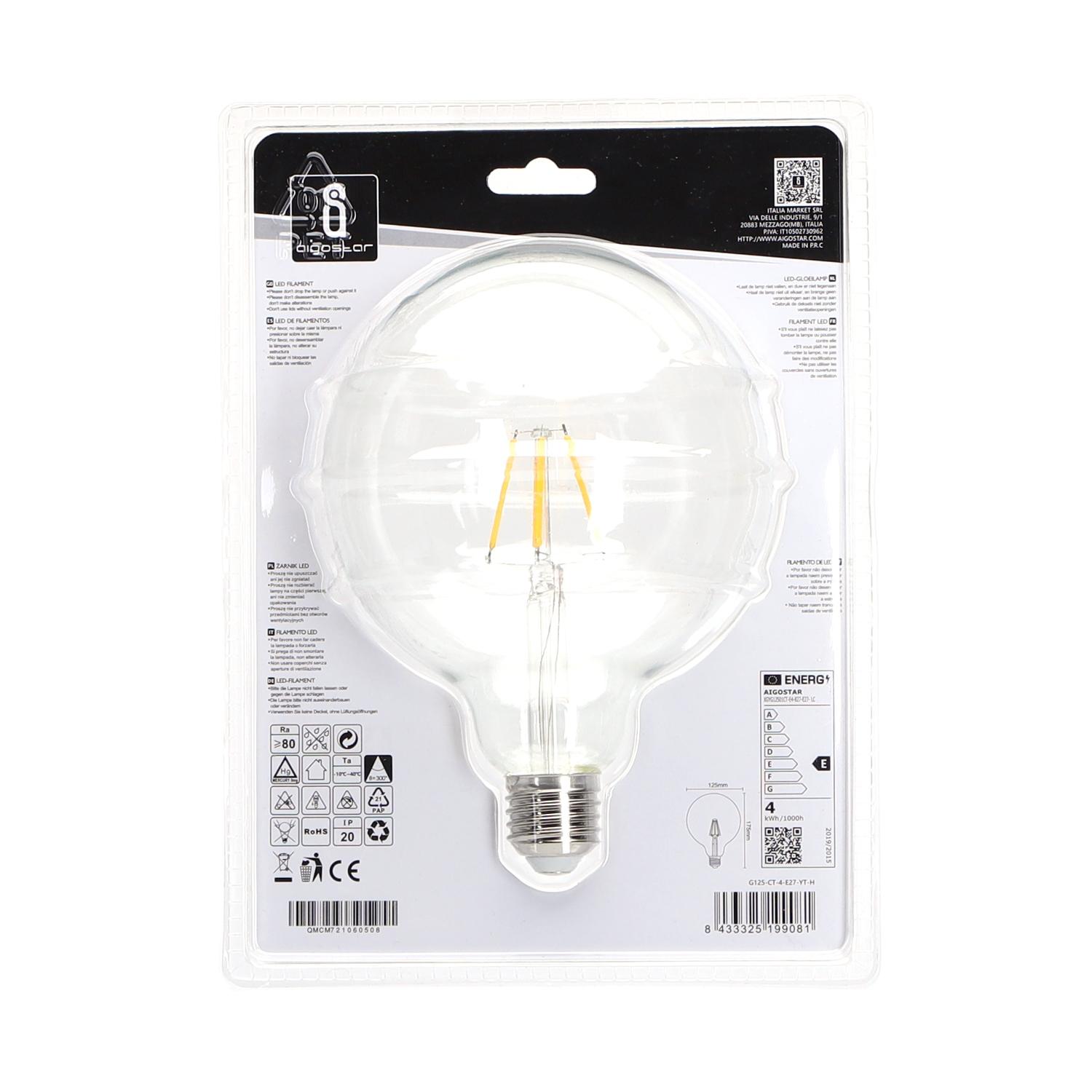 LED Filament Bulb (Clear) G125 E27 4W