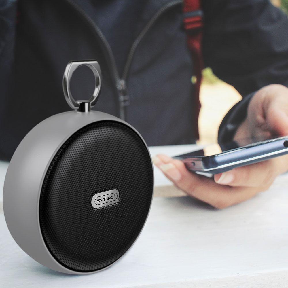 Głośnik bluetooth z funkcją TWS, Obudowa: metal/AUX/USB/Slot MICRO SD/800mAh, Szary, VTAC, SKU 7717