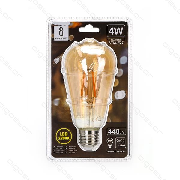 Żarówka LED Filament (Bursztynowa) ST64 E27 4W(4W,400lm,E27,2200K)