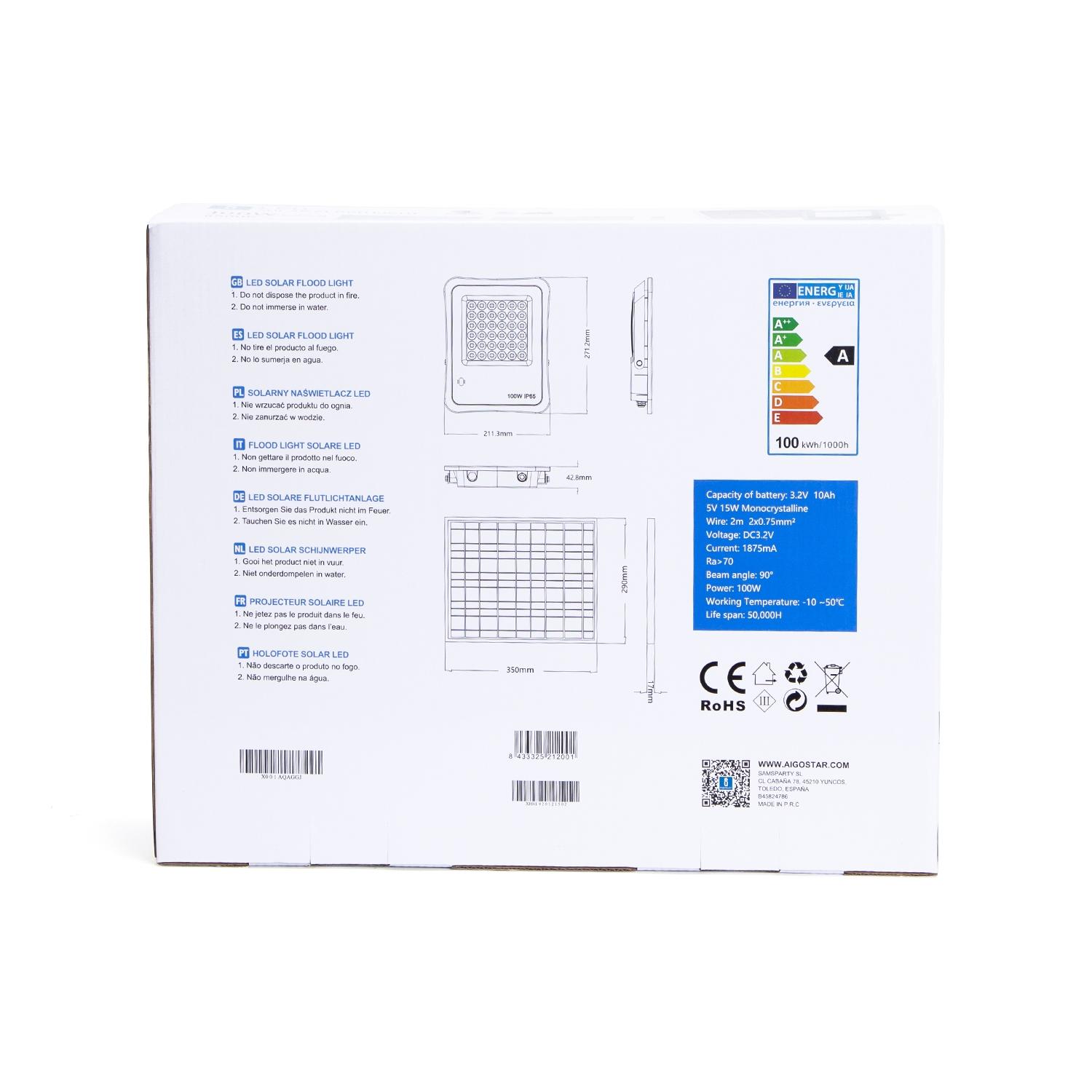 Solar flood light 100W IP65