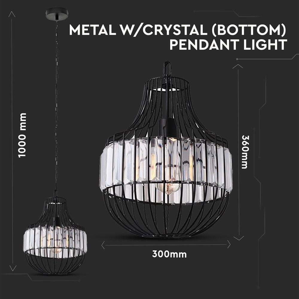 Lampa Wisząca/ B, Klosz: Drut + Kryształki, Czarny, Średnica: 300, VTAC, SKU 3957