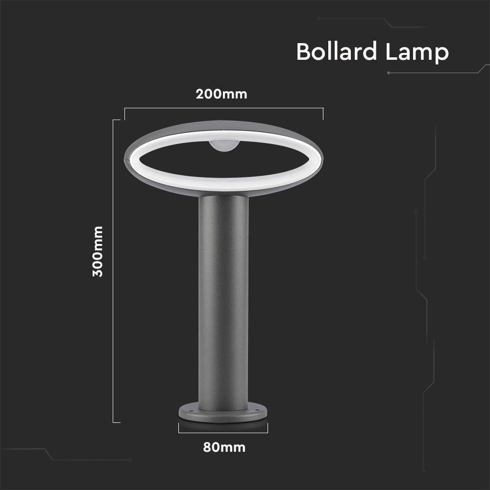 VT-909 9W LED BOLLARD LAMP WITH LAMPSHADE 3000K DARK GREY IP54