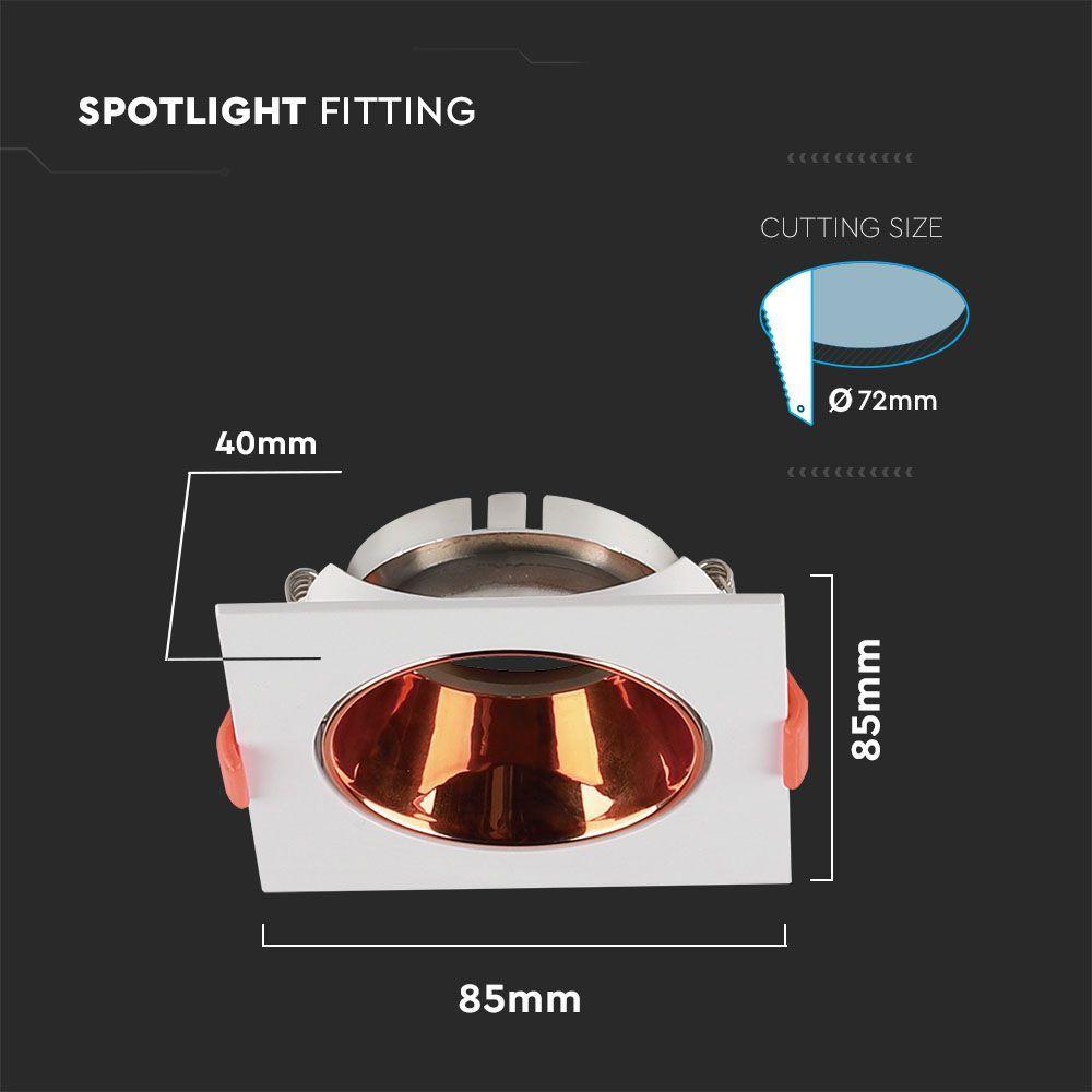 VT-932 GU10 FITTING SQUARE WHITE FRAME+ROSE GOLD REFLECTOR