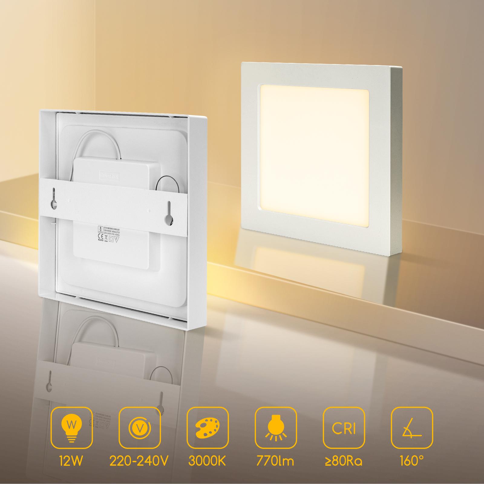 E6 LED  Surface-mounted Square Downlight 12W Yellow Light