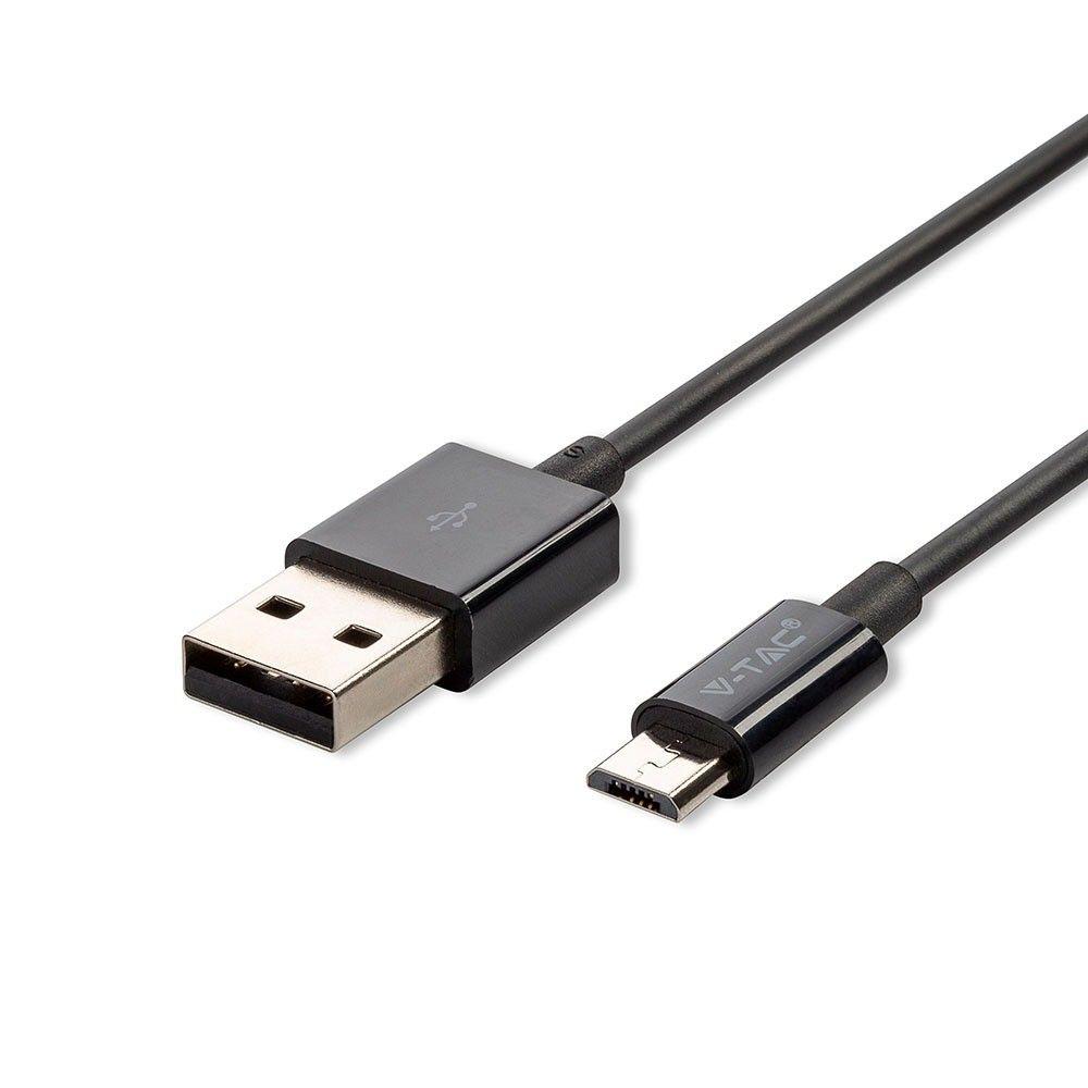 VT-5321 1M MICRO USB CABLE-BLACK(SILVER SERIES)