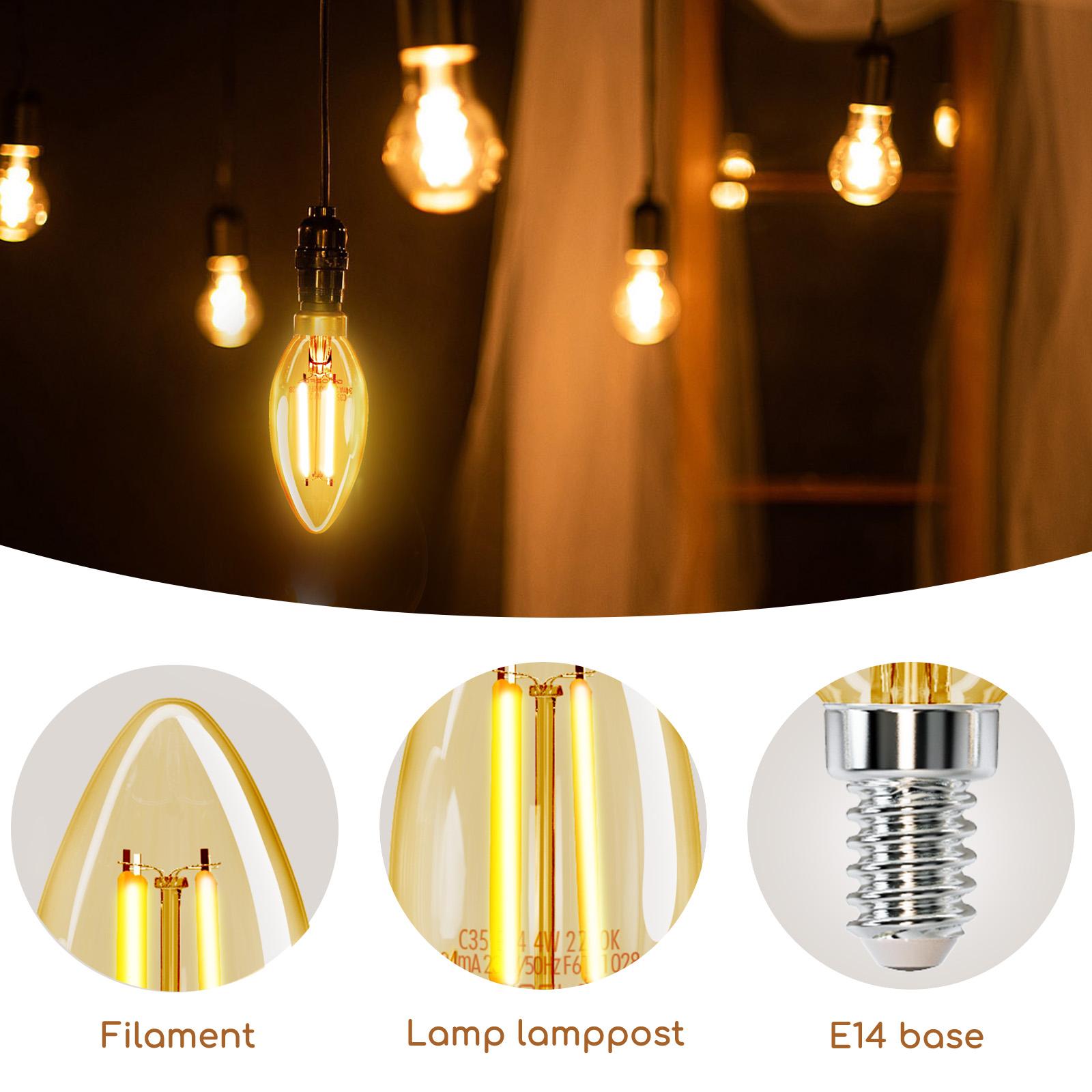 LED Filament Bulb (Amber) C35 E14 4W