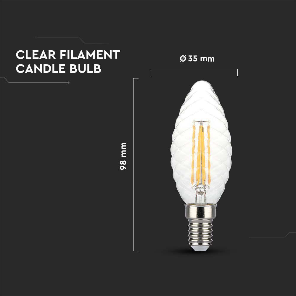 VT-1985D 4W LED TWISTED CANDLE FILAMENT BULB 3000K E14 DIMMABLE