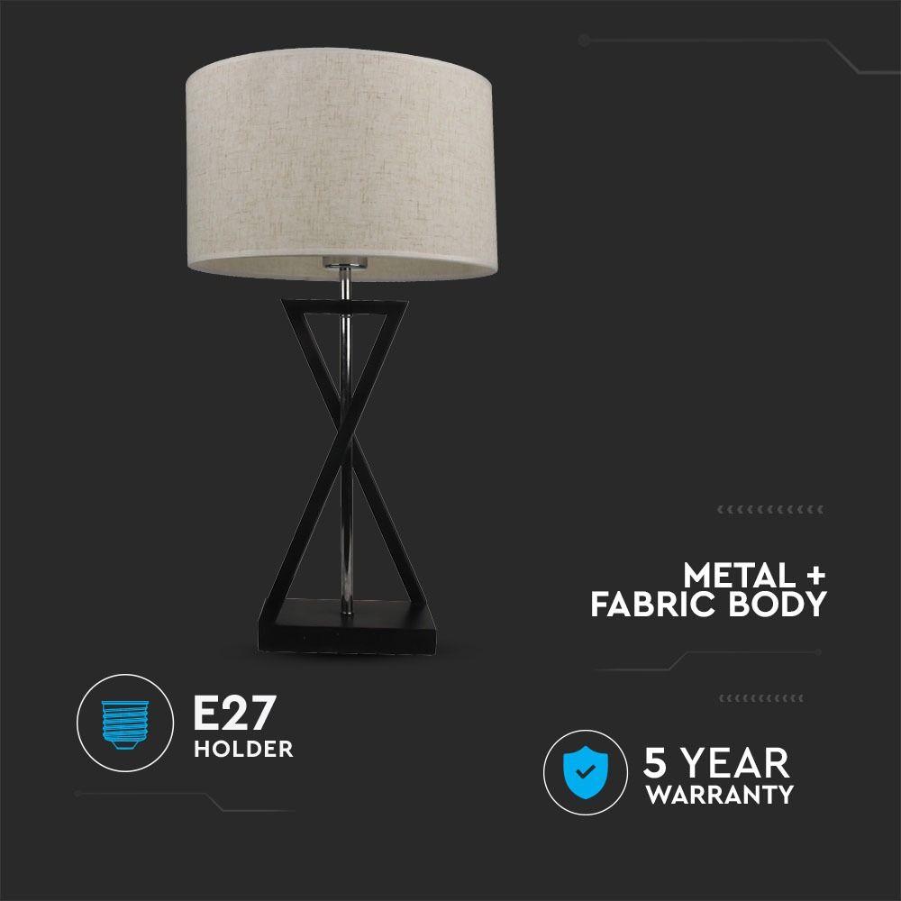 VT-7713 DESIGNER TABLE LAMP - ROUND IVORY LAMP SHADE, BLACK BASE-E27 HOLDER