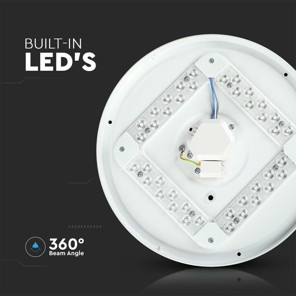 18W Plafon LED DOME, Średnica: 310, Klosz: Mleczny, Barwa:3w1, VTAC, SKU 217605