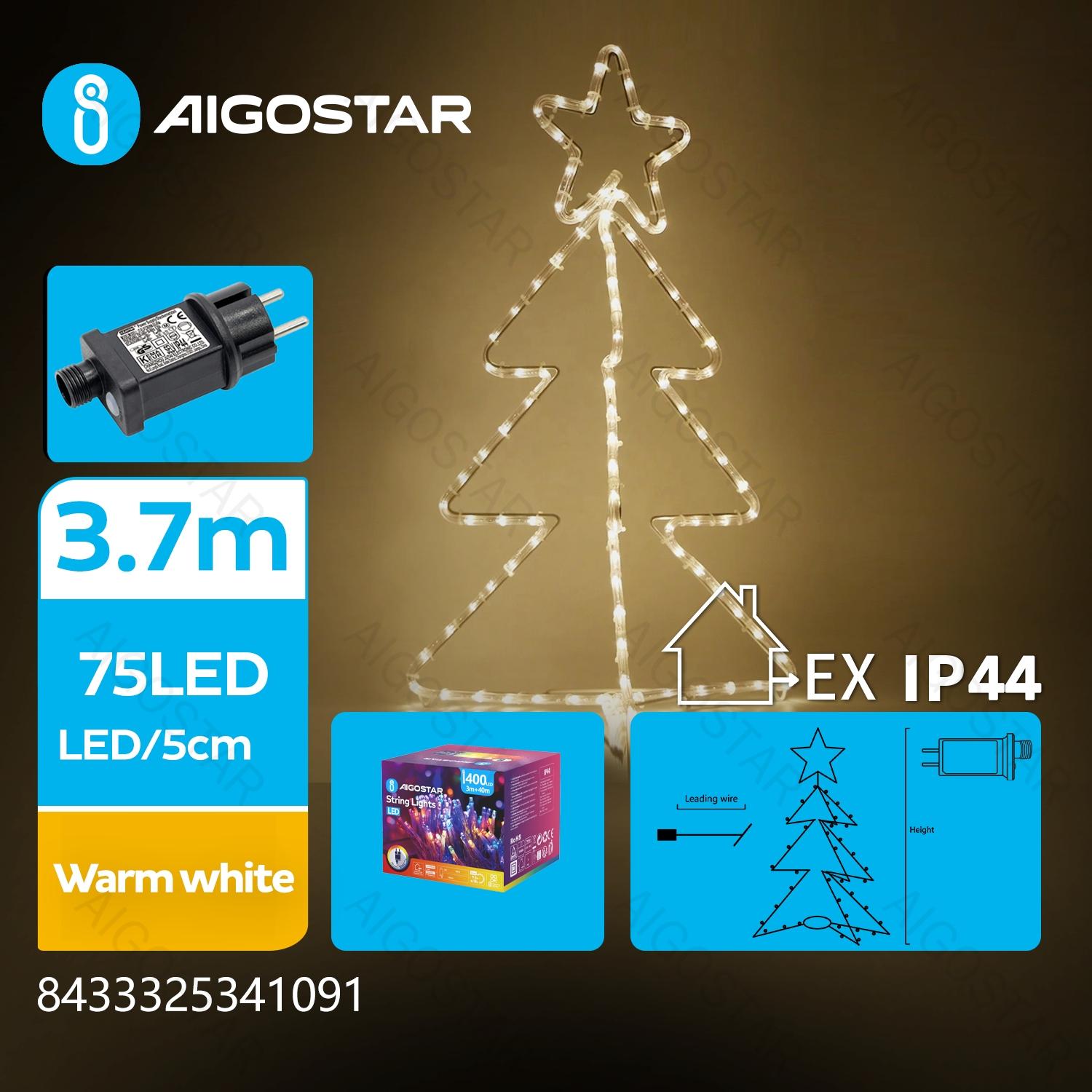 Christmas decoration - low-voltage 3D Christmas tree light, warm white, 5m+60cm