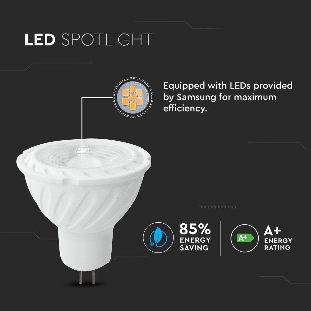 VT-267 6.5W MR16 RIPPLE PLASTIC SPOTLIGHT SAMSUNG CHIP 4000K 38'D