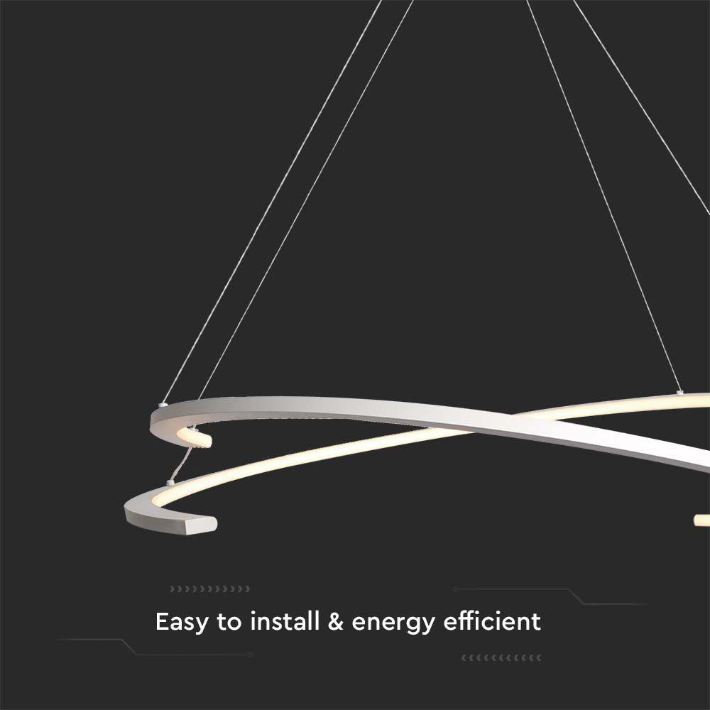 VT-7908 48W LED METAL HANGING LAMP D:800xH1200MM 4000K WHITE BODY TRIAC DIMMABLE