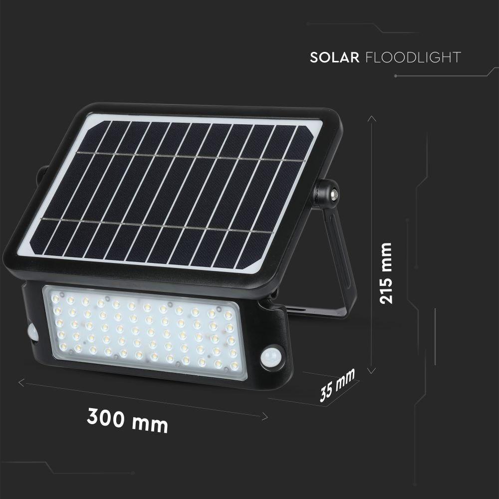 10W Naświetlacz LED solarny, Barwa:4000K, Obudowa: Czarna, VTAC, SKU 8550