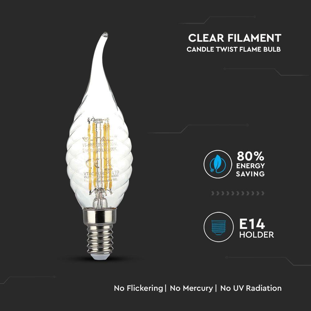 VT-1995 4W FLAME CANDLE FLAME FILAMENT BULB WITH TWIST 2700K E14