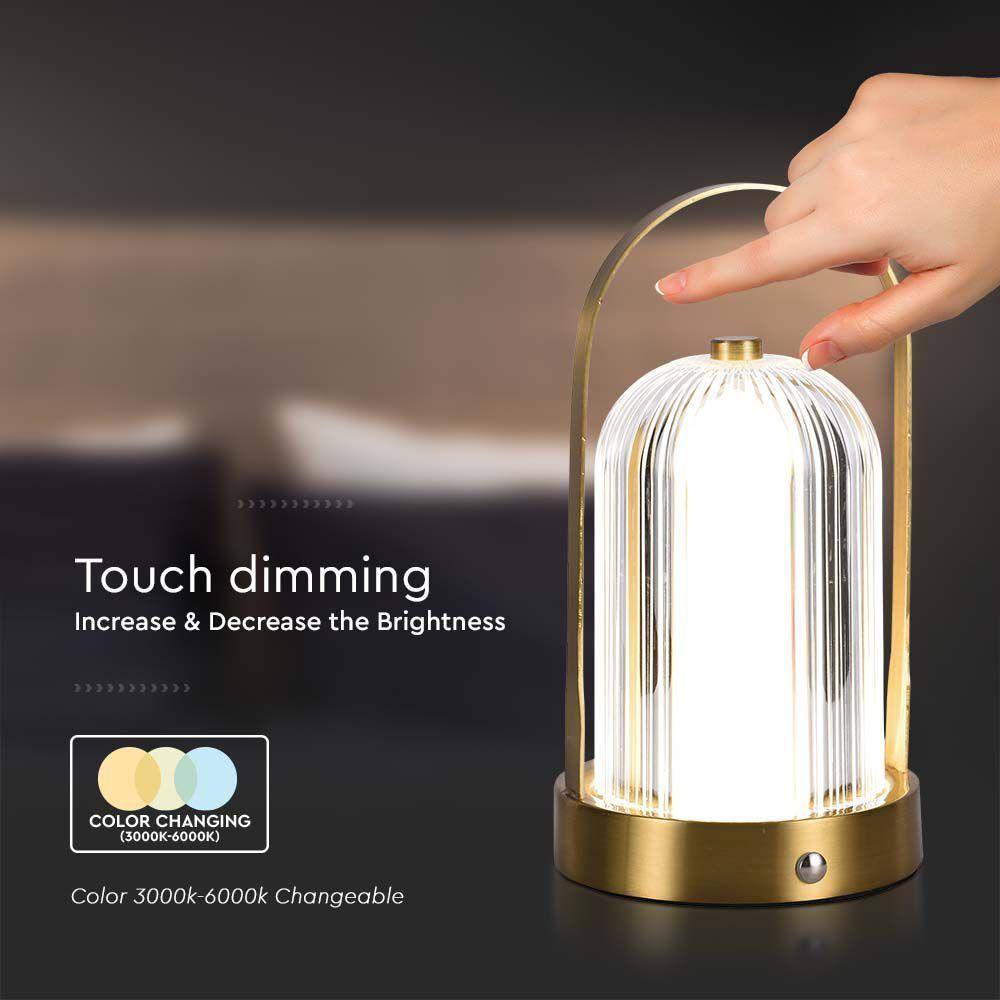 VT-1057 LED TABLE LAMP 1800mAH BATTERY D:120x190 3IN1 FRENCH GOLD BODY