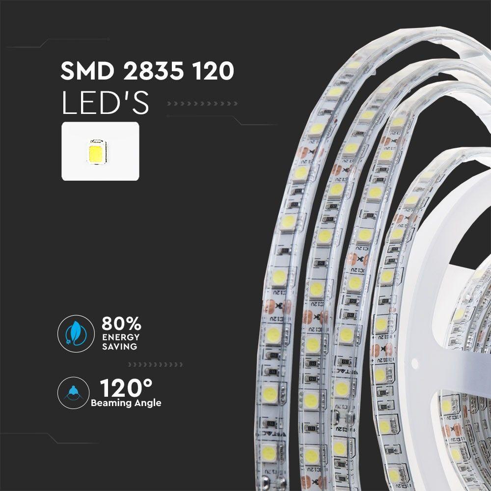 VT-2835-120 7.2W/M LED STRIP LIGHT 6000K IP65 24V DOUBLE PCB(10M/ROLL PRICE PER M)