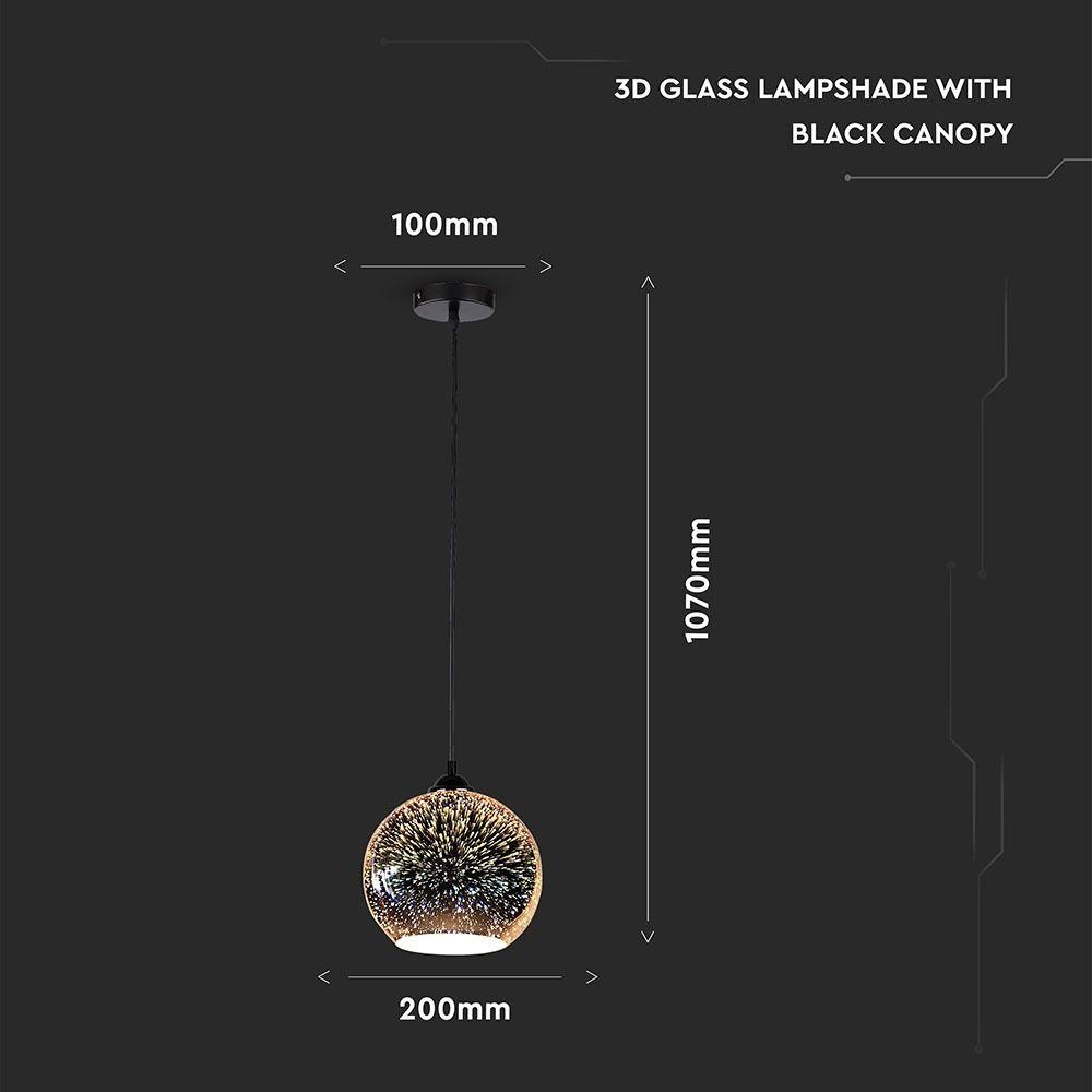 Lampa wisząca, Kula, Szkło 3D, Średnica: 200, VTAC, SKU 40121