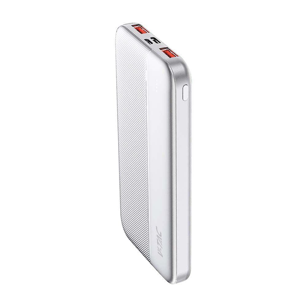 Power Bank 2xUSB + typ: C, Micro USB, Szybkie ładowanie, Litowo Polimerowy - 10000mAh, Biały, VTAC, SKU 7832