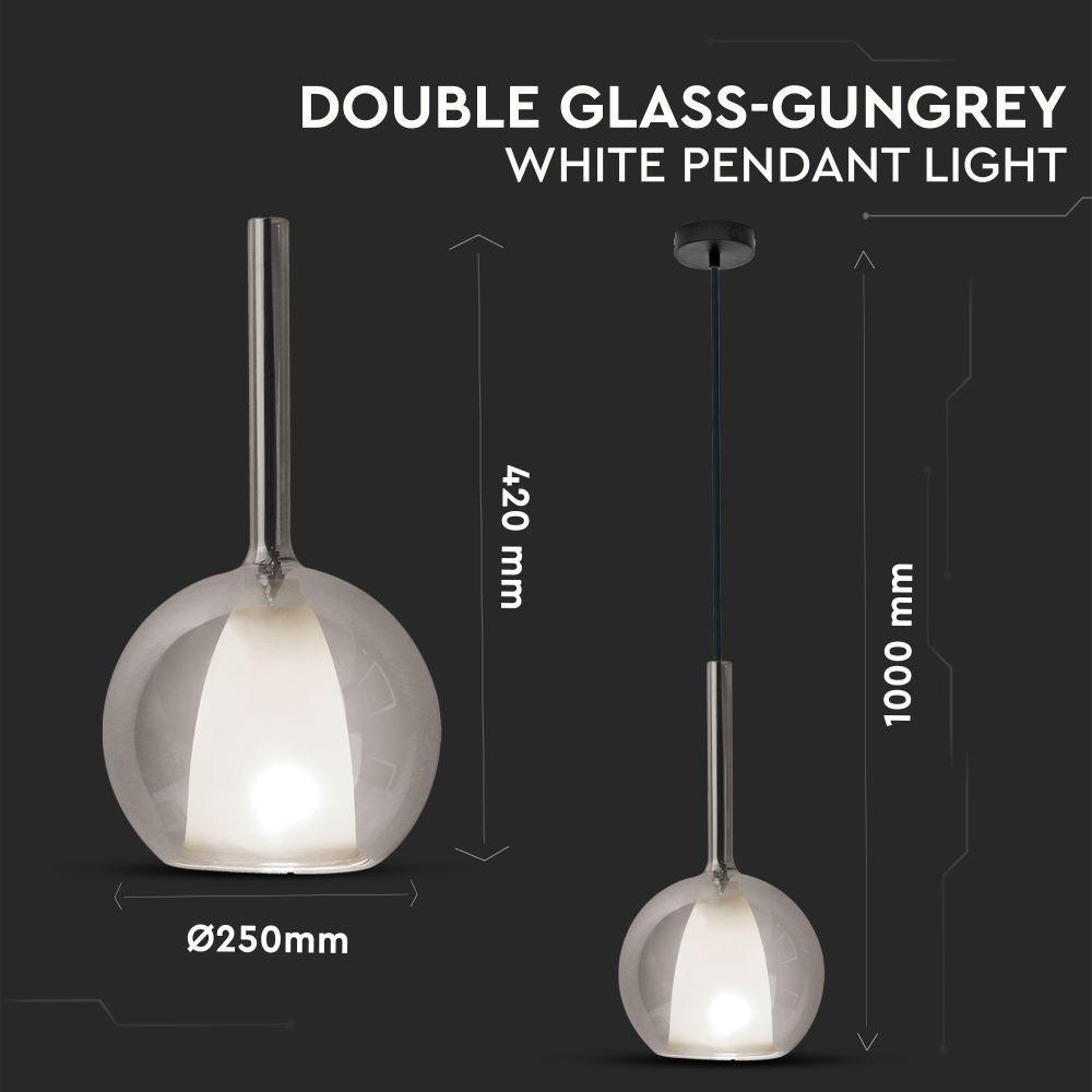 VT-7304 DOUBLE GLASS-GUNGREY+WHITE PENDANT LIGHT(E27) D:300