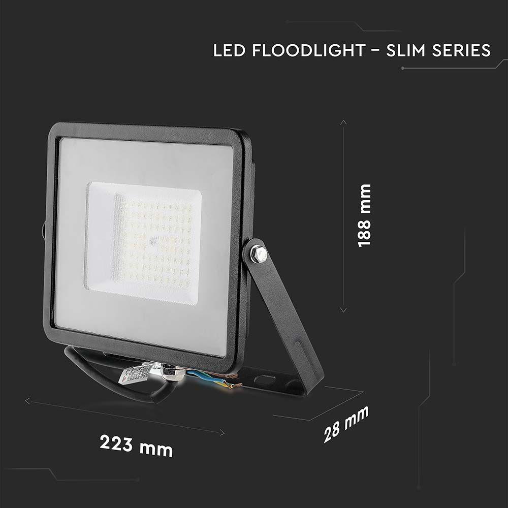 VT-56 50W SMD FLOODLIGHT SAMSUNG CHIP 4000K BLACK BODY GREY GLASS