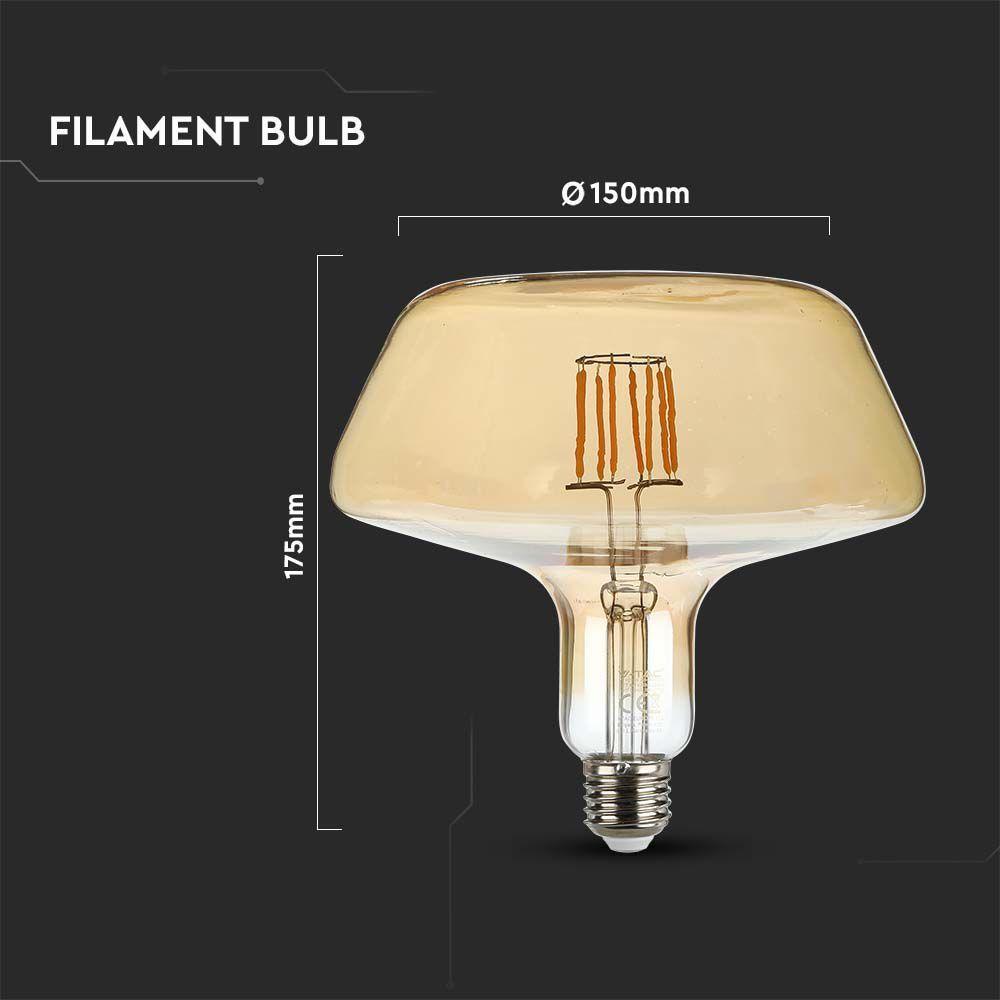 VT-2308 8W T180 LED FLAMENT BULB AMBER GLASS 1800K E27