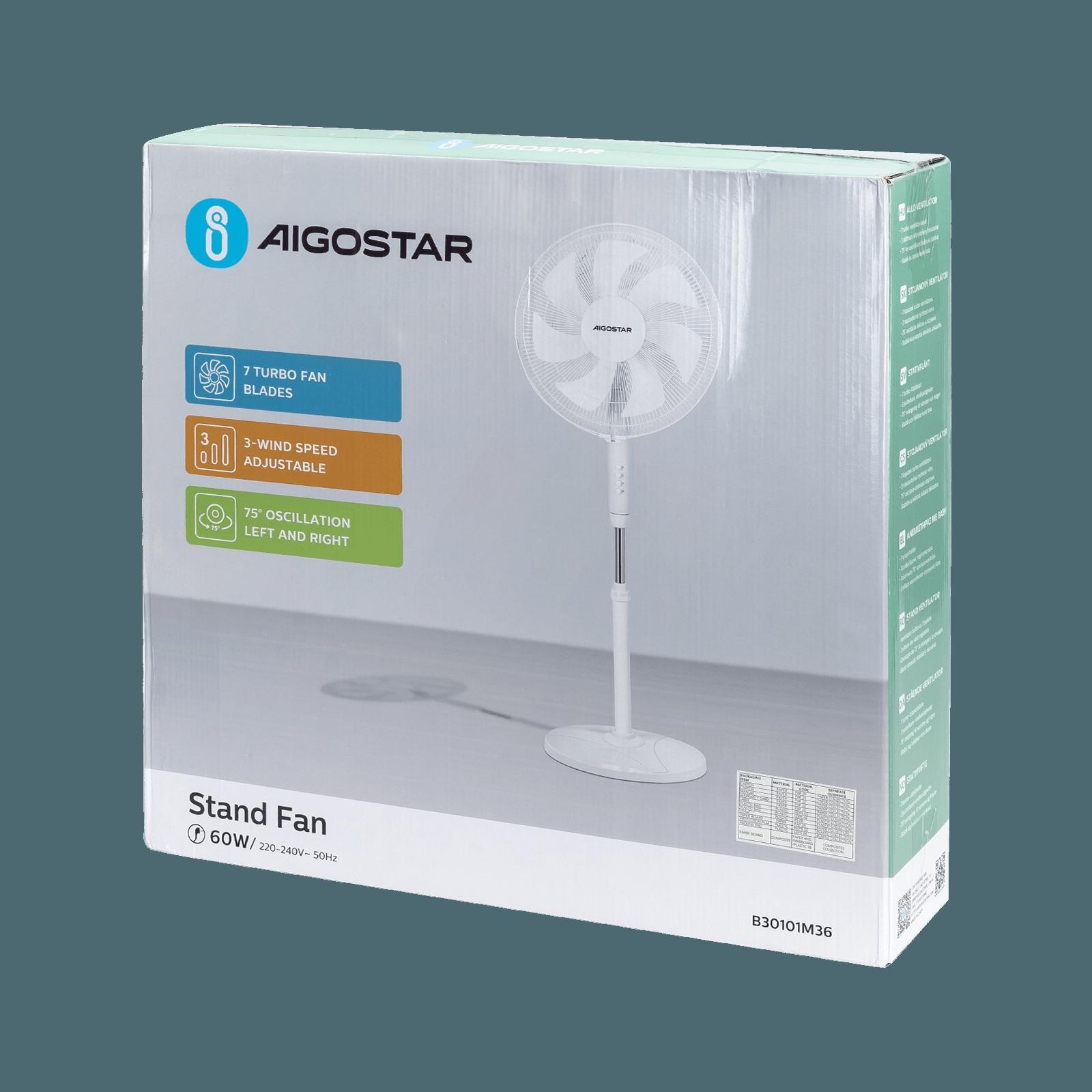 16-inch 7-blade mechanical stand fan