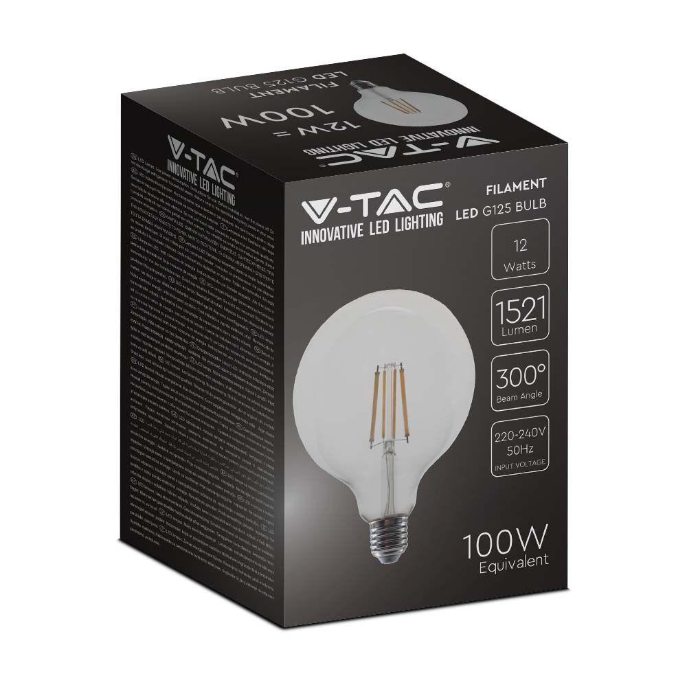 VT-2143 12W G125 LED FILAMENT BULB CLEAR COVER 4000K E27