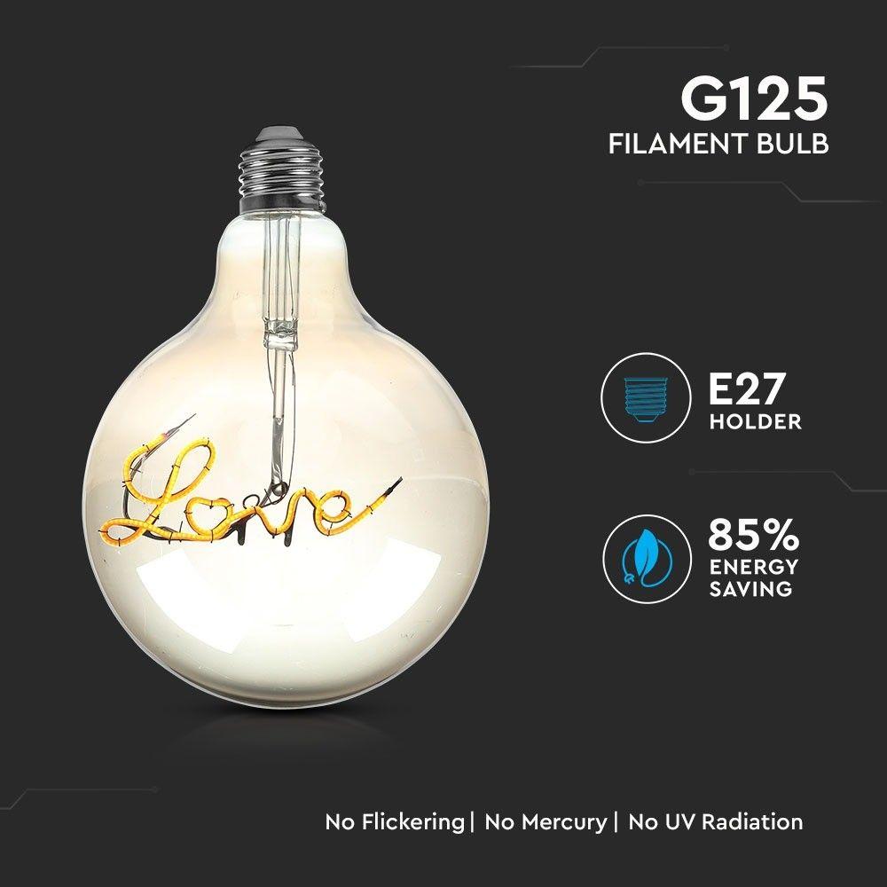 VT-2205 5W LED G125 LED FILAMENT BULB -AMBER GLASS 2200K E27